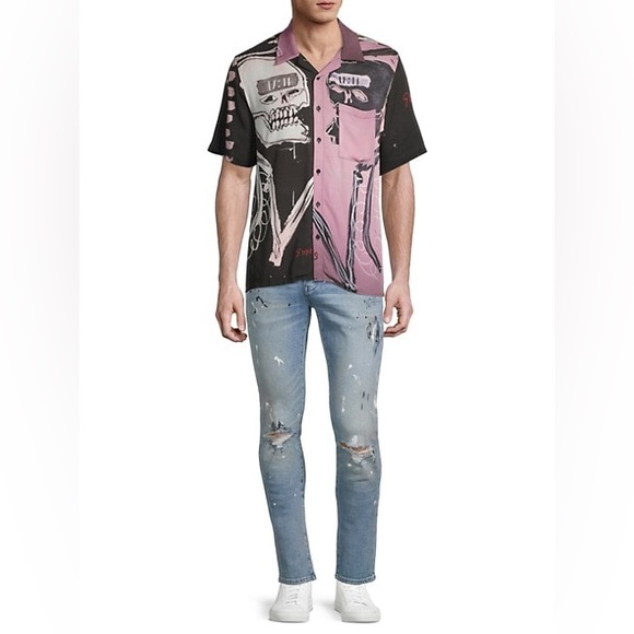 NWT NEUW DENIM Men's Pino Art Graphic Print Button-Up Collared Shirt Size S - Picture 10 of 10